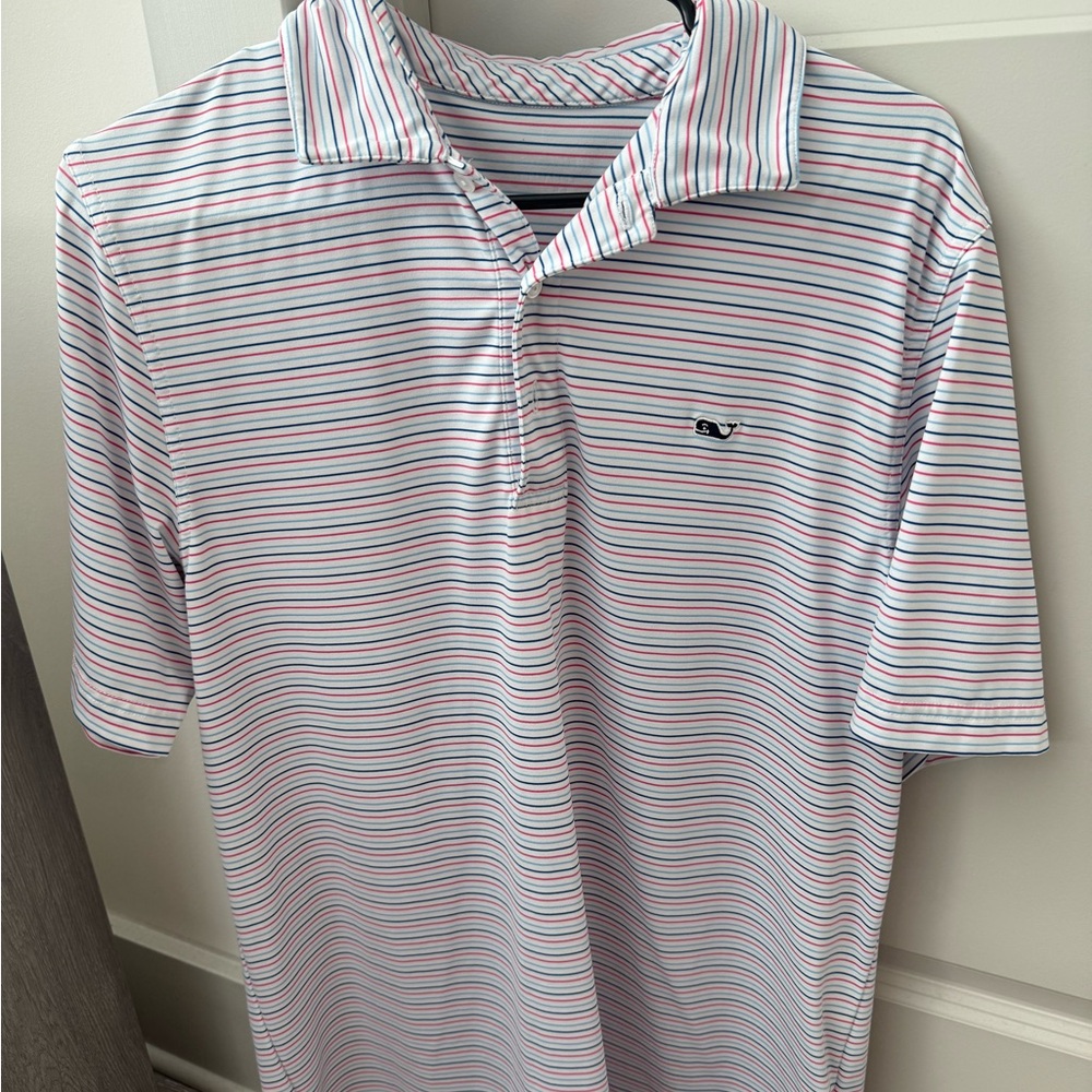 Vineyard Vines Men's Striped Polo Shirt - Blue (Medium)